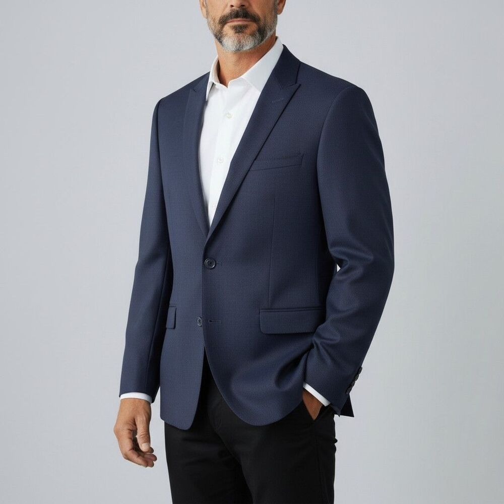 MOODS OF NORWAY Mens 42R Navy Blue Wool Blazer Sport Coat Suit Jacket 2-Button